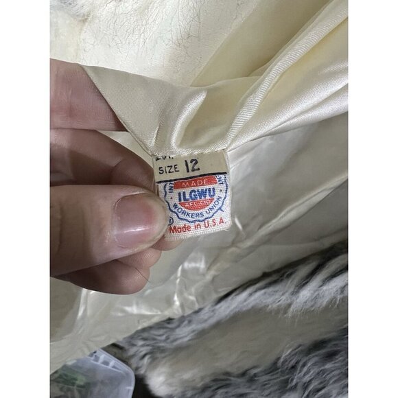 Vintage Donnybrook Faux Fur Long Coat White Gray Striped Plush Elegant Size 12 - Picture 3 of 10